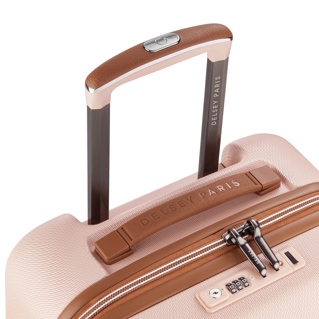 DELSEY PARIS Chatelet Air 2.0 Carry-On Plus Suitcase 20 Inch, Hardside Polycarbonate Luggage, Dual-Density Spinner Wheels, TSA Lock, USB Port, Blush Pink