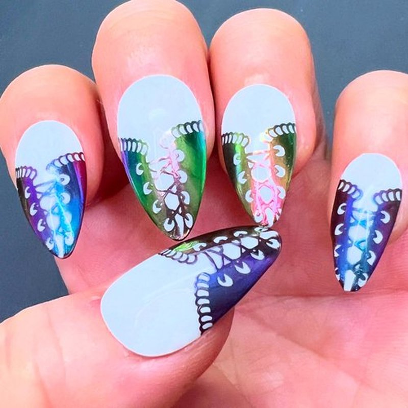 SheModern CHROME BLACK + CLEAR + WHITE Stamping Polishes (Set of 3) LED/UV Cure Semi-Gel Collection For Nail Art Design with Option for Creative Dry Coloring with Chrome Pigment Powder