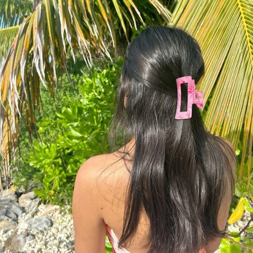 SHINLEA 3Pcs Hair Claw Clips for Women, 4.1 Inch Non slip Medium Claw Clip, Reference Ink Painting Design, Ideal for Home Party and Work Styling, Hair Accessories for Girls Gift (Pink Blue Gray)