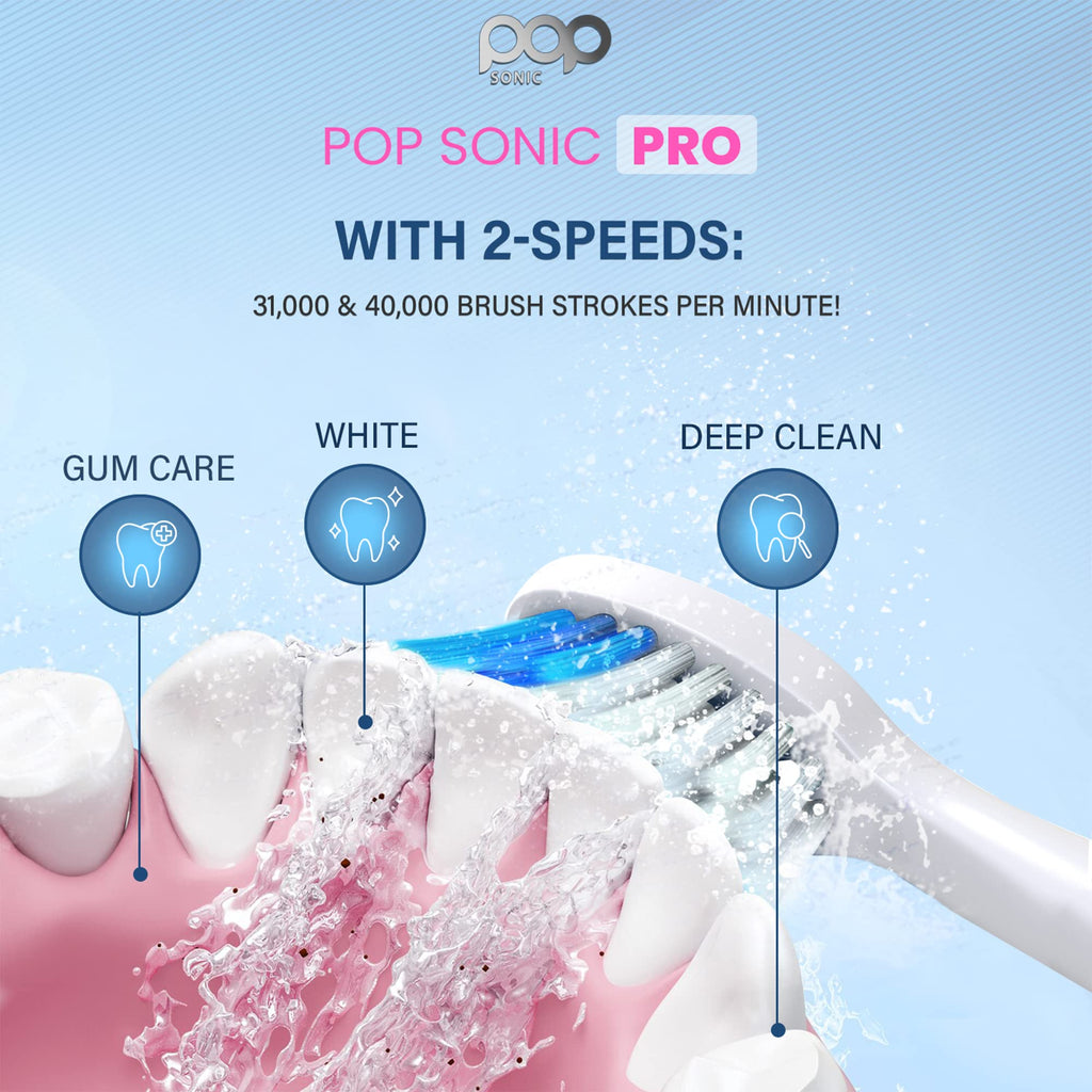 Pop Sonic The Ultimate Pro Toothbrush (Rose Gold) | Rechargeable Toothbrush w/Up to 40,000 Brush Strokes/Minute -Long-Lasting Dupont Nylon Bristles -Teens & Adult Toothbrush