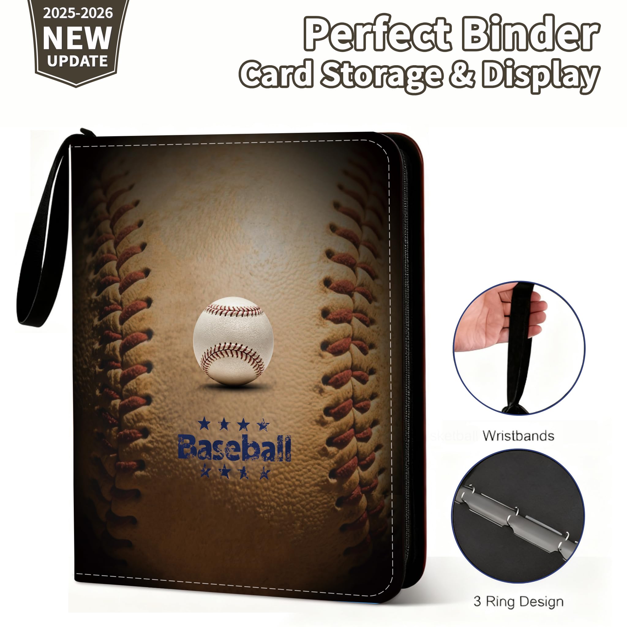 Trading Card Binder with Sleeves, Sports Card Binder Collectible Trading Card Albums with 50 Removable Sleeves, 400 Pocket