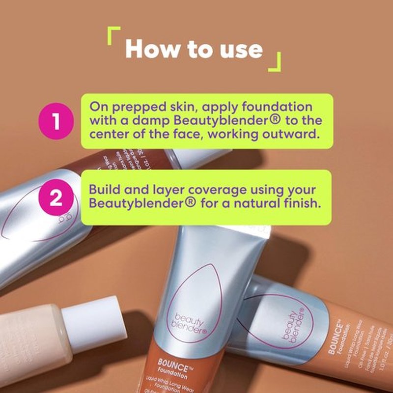 Beautyblender Bounce Liquid Whip Long Wear Foundation, Full Coverage Natural Matte Makeup Foundation, Oil Free 24 Hour Wear, 3.30 W/O Med Honey Version 2.0