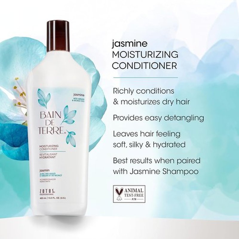 Bain de Terre Jasmine Moisturizing Shampoo - Luxurious Hydration with Argan & Monoi Oils | Paraben-Free, Vegan