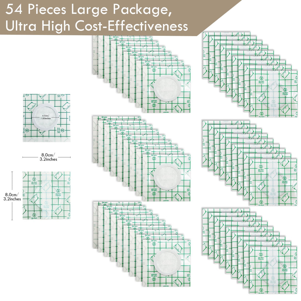 54Pack Castor Oil Belly Button Patches – 3.2"x3.2" Ultra-Thin Waterproof No-Wash Anti-Leak Castor Oil Pack Wrap, Skin-Friendly PU Film Patches for Belly Button Care & Wellness (Oil Not Included)