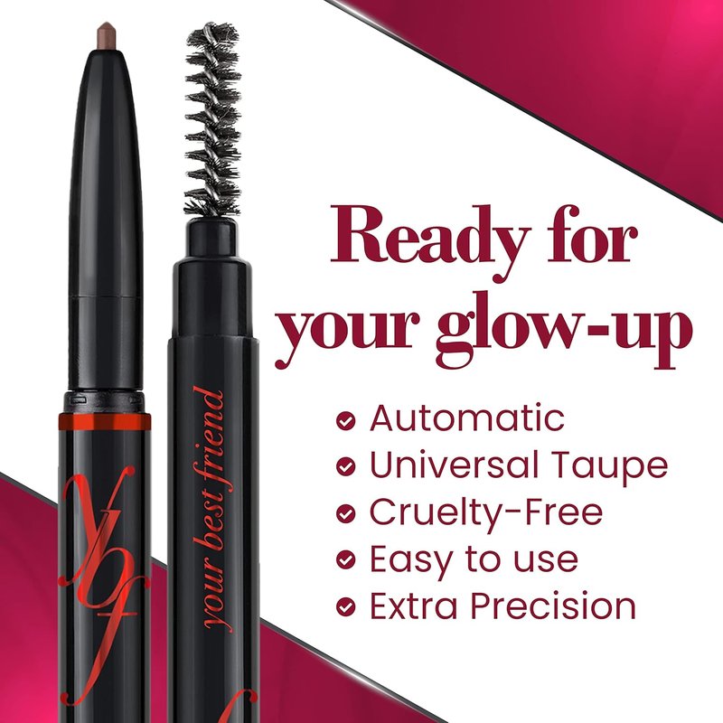 ybf Beauty Eyebrow Pencil - Universal Automatic Brow Pencil With Spoolie Brush - Perfect For All Hair Colors & Skin Tones - Taupe - 0.005 Oz