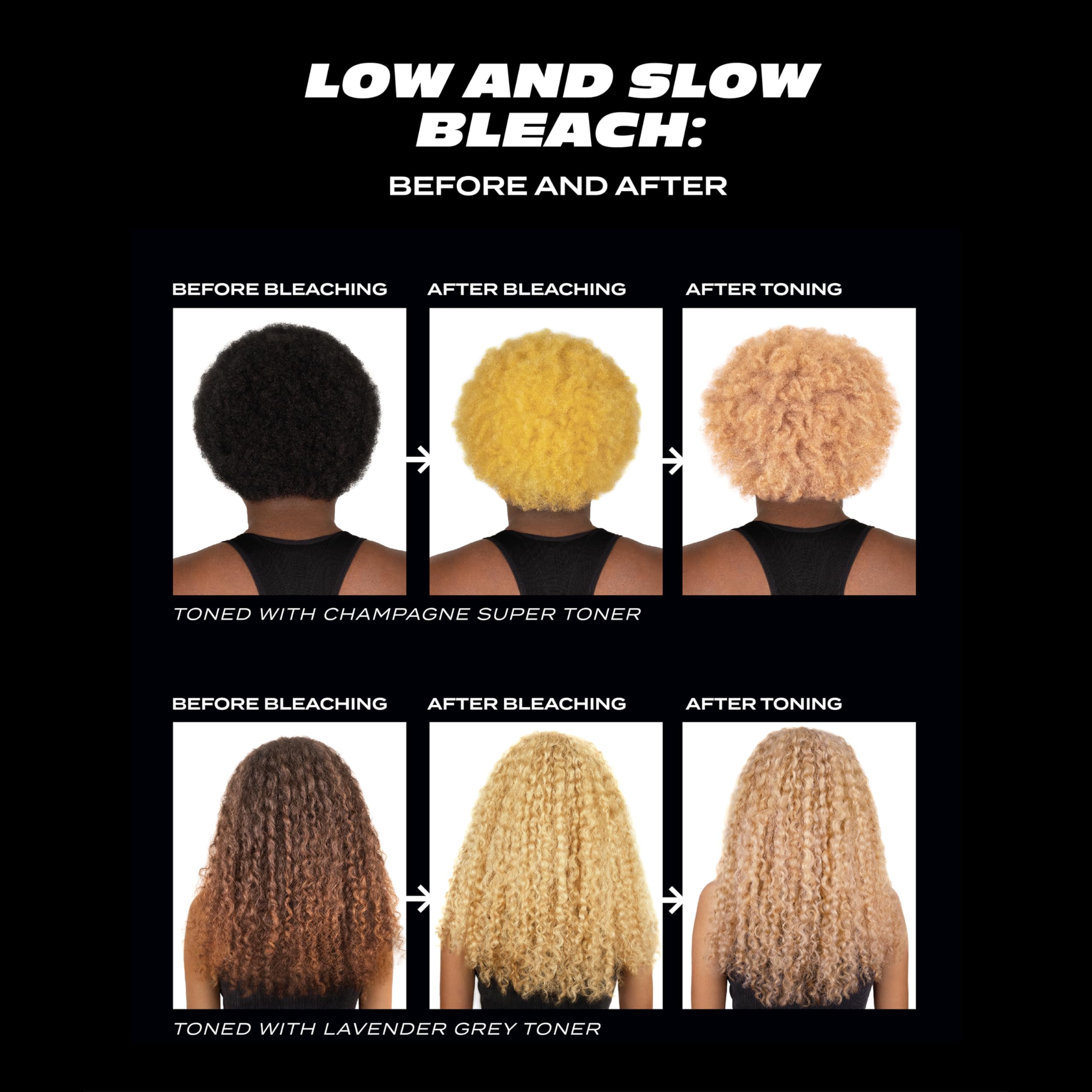 Bleach London Low and Slow Bleach Kit - Gentle Lightening for Curly, Coily and Fine Hair - Lifts Up to 6 Levels - Includes Bond Restoring Mask - Suitable for All Hair Types - (Complete Kit)