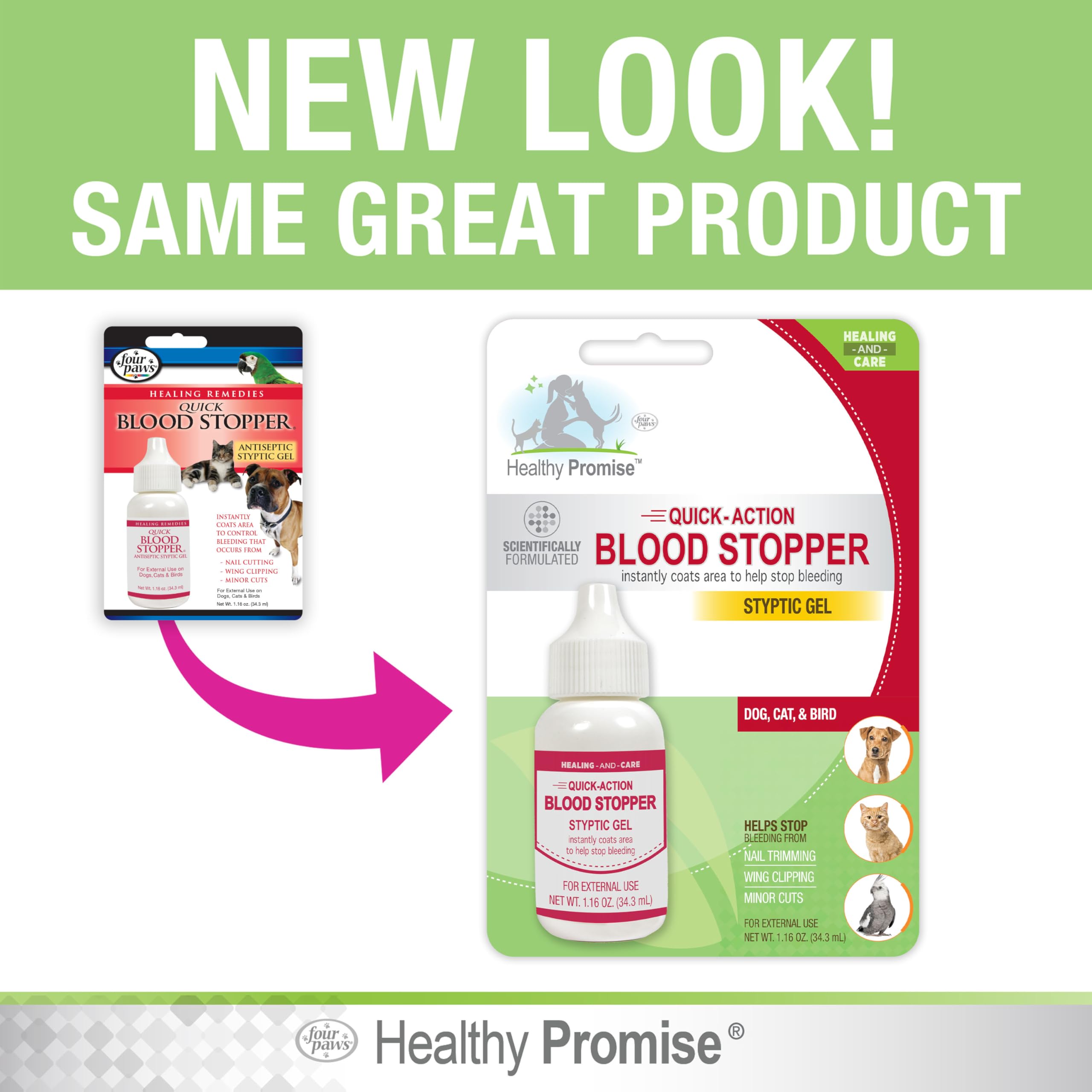 Four Paws Healthy Promise Quick Action Blood Stopper Styptic Gel for Dogs & Cats, 1.16 oz.