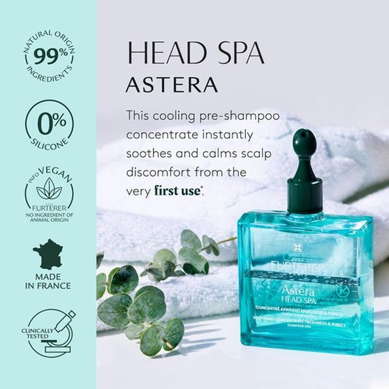 Rene Furterer AsterA Soothing Concentrate | Pre-Shampoo Scalp Treatment - Mint & Eucalyptus - 1.6 Oz
