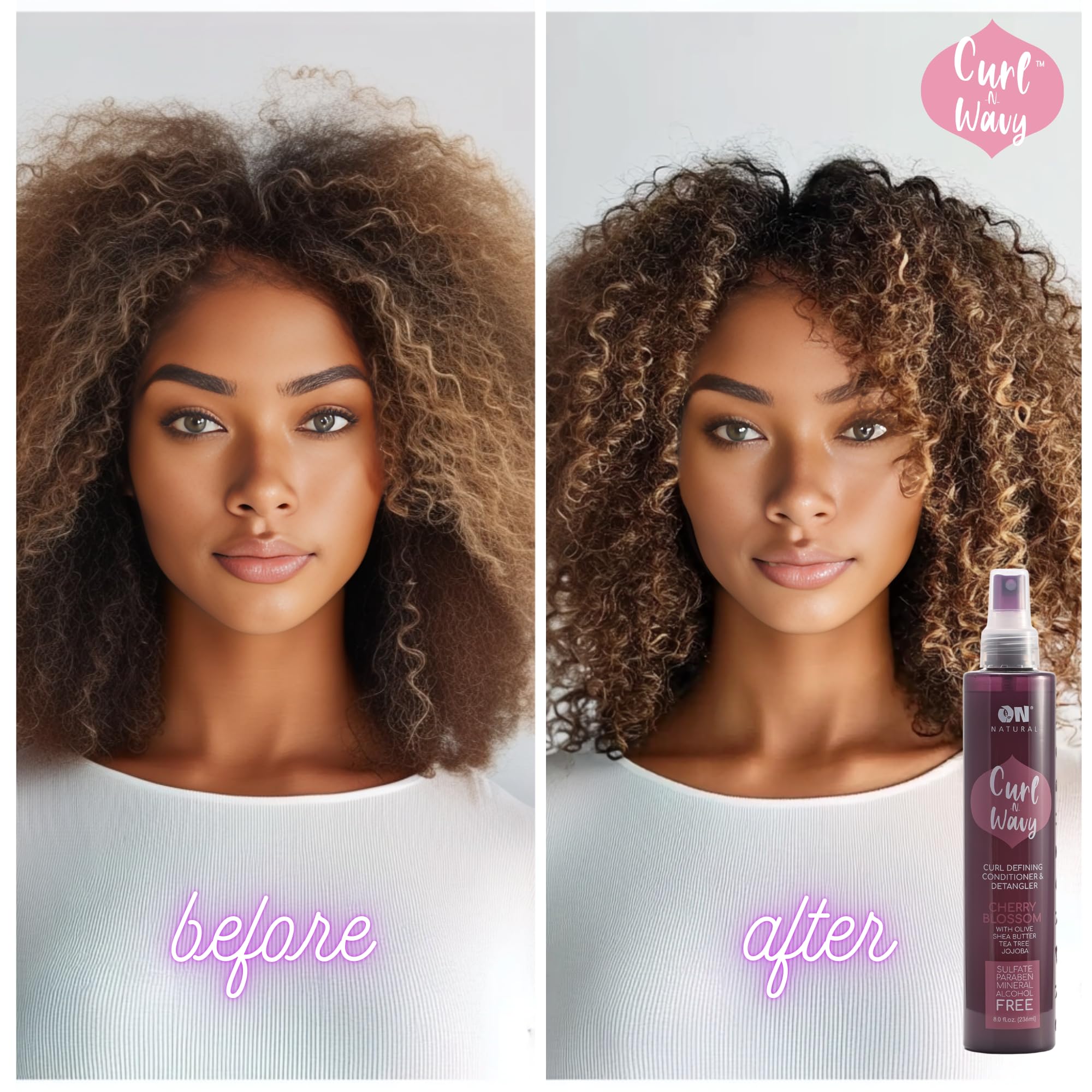 ON Natural On Curl and Wavy Curl Defining Conditioner & Detangler, Peppermint 8 oz