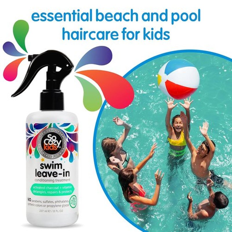 SoCozy Swim Leave-In Conditioner Spray - Protects & Repairs Kids' Hair | 8 Fl Oz with Activated Charcoal & Vitamin B5