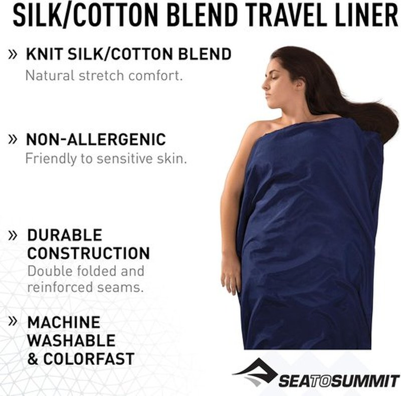 Sea to Summit Silk-Cotton Blend Sleeping Bag Liner - Lightweight Travel Essential