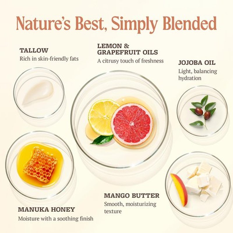 Reminisce Angus Ranch Beef Tallow Skin and Face Balm – 100% Grass Fed Whipped Tallow Balm, Natural Manuka Honey Infused Face Moisturizer, Made in the USA Grapefruit and Lemon 2.67 oz