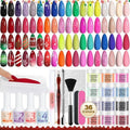 Lavender Violets 48 Pcs Dip Powder Nail Kit Starter, 36 Colors Pink Red Yellow Green Blue with Dip Powder Liquid Set and Essential Manicure Tools for Nail Art Designs B950