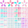 JANYUN 192Pcs Fake Stick on Nails for Kids Pre-glue Full Cover Short False Nail Tips Stick on Nails for Kids Children Lovely Gift Girls Nail Art Decoration