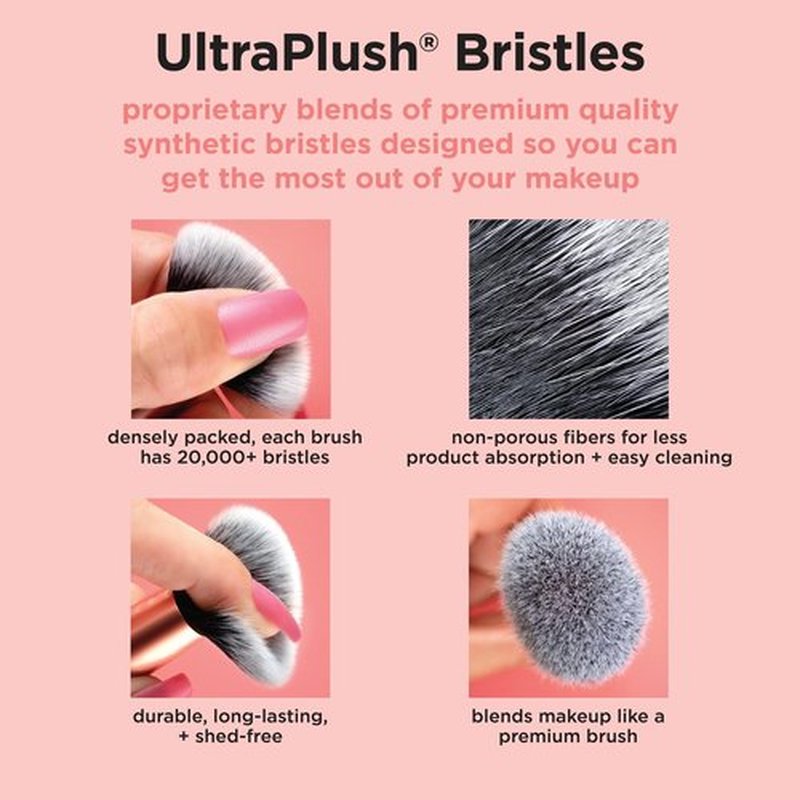 Real Techniques Vivid Escape Bright Eyes Concealer 4 Piece Set, Includes Kitten Paw Makeup Brush, Powder Puff, & Concealer Makeup Blending Sponge, Targeted Concealing, Travel Friendly, Cruelty-Free