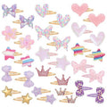 16 Pcs Hair Clips for Teens,Sparkly Metal Snap Barrettes, Cute Glitter Toddler Flower/Star/Crown/Heart/Butterfly Hair Accessory Multicolor Shaped Hair Accessories