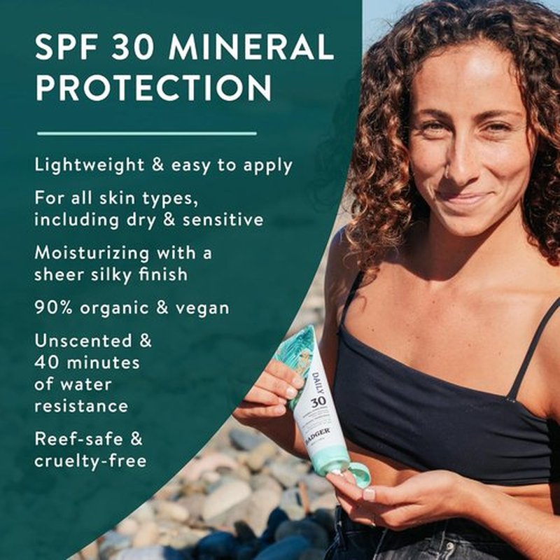 Badger Mineral Sunscreen SPF 30 - Lightweight, Moisturizing & Reef Safe | 4 fl oz, 2-Pack