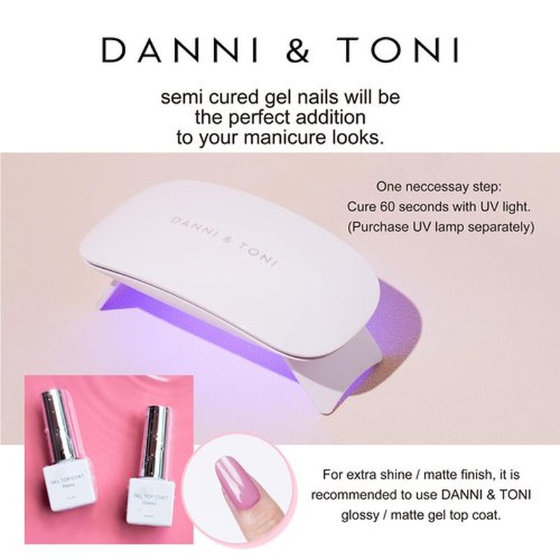 DANNI & TONI Semi Cured Gel Nail Strips Classic French (Lily Grace) Shiny French Tip Gel Nail Wraps UV Led Nails 28 Stickers