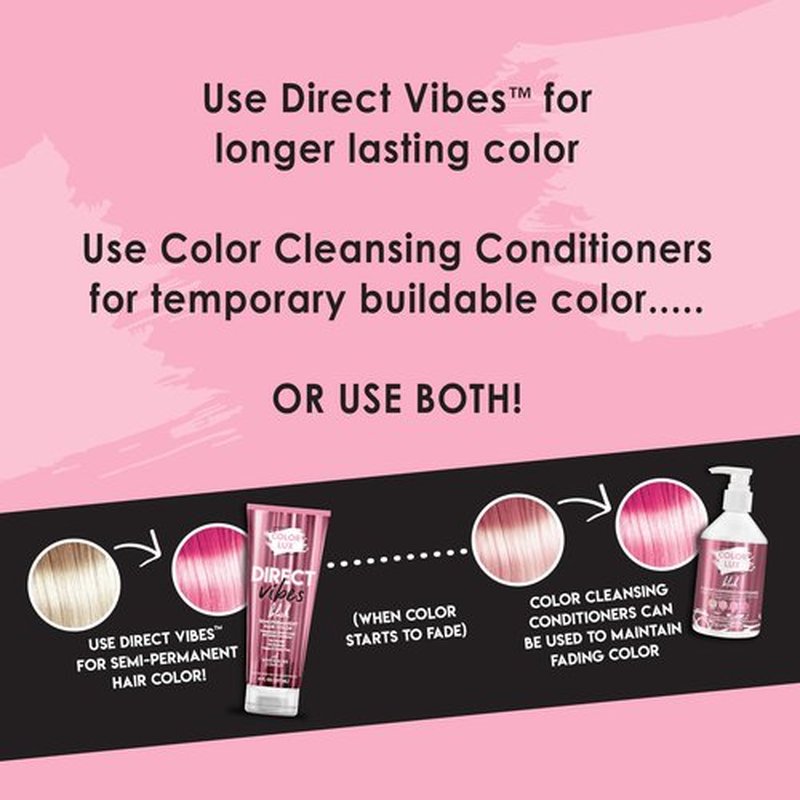 Color Lux Direct Vibes Semi-Permanent Hair Color, Blush, Vibrant & Long-Lasting Shade, Ammonia-Free, Vegan, Sulfate-Free, Paraben-Free, 8 fl oz