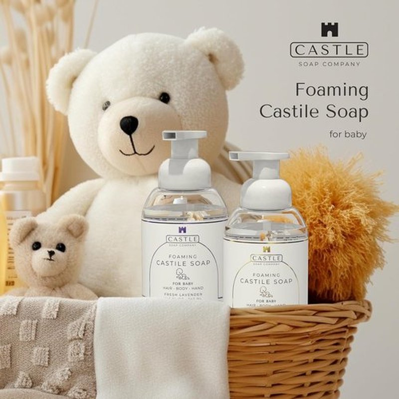 Foaming Baby Castile Soap - 3-In-1 Hair, Body & Hand Cleanser | Nourishing Coconut Oil | For Newborns & Sensitive Skin | Hydrating Foam | 11.5 oz | Fresh Lavender