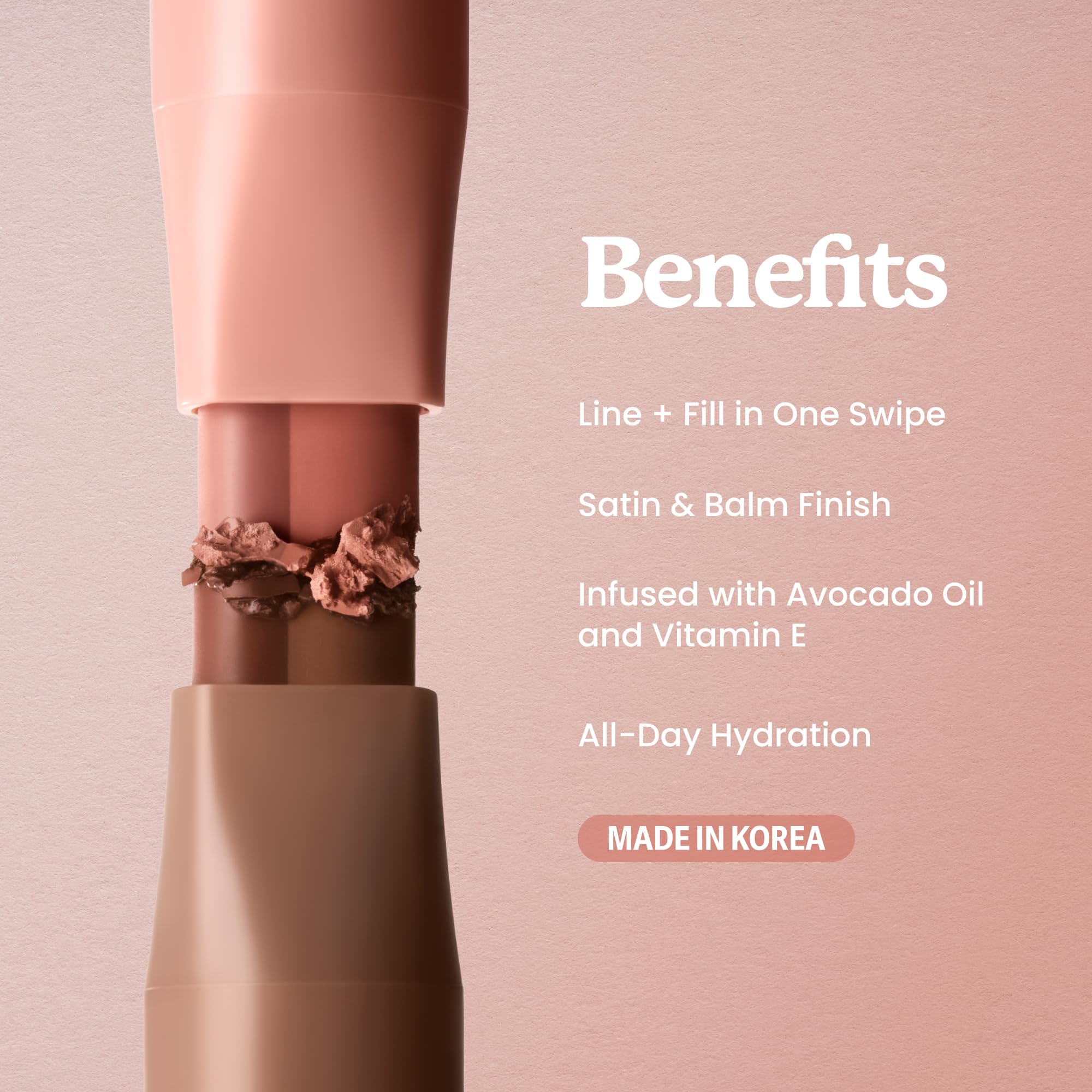Sacheu DoubleDown Lip Definer, 2-in-1 Lip Liner & Balm — Hydrating Korean Makeup Lipstick with Pigmented, Buildable Color, Creamy Satin Finish, Avocado Oil, Rosehip Oil & Vitamin E (Off Duty)