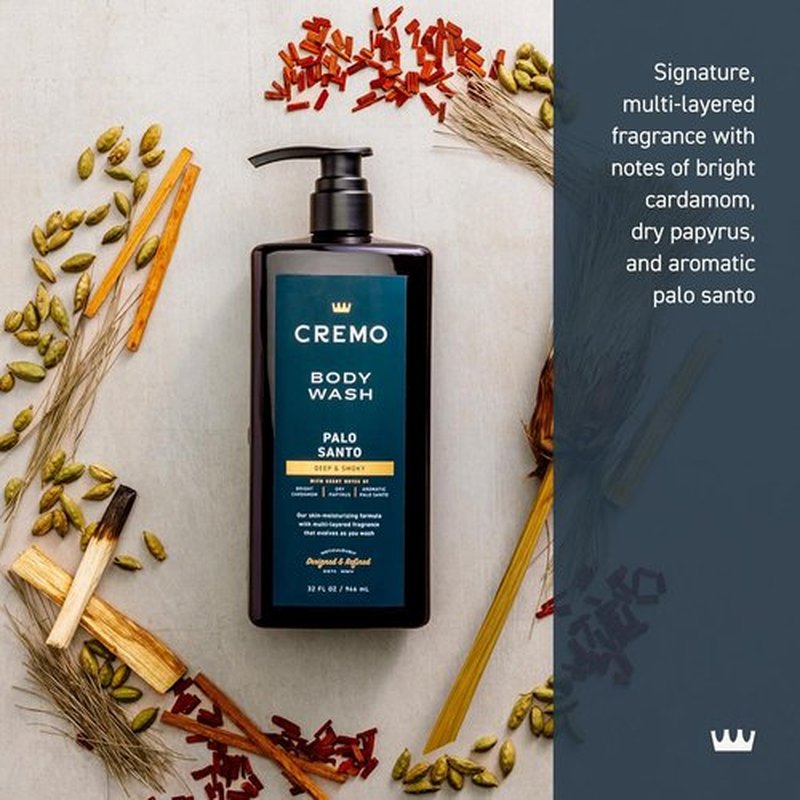 Cremo Palo Santo Body Wash for Men - Rich Lather, 32 Fl Oz | Invigorating Cleanse