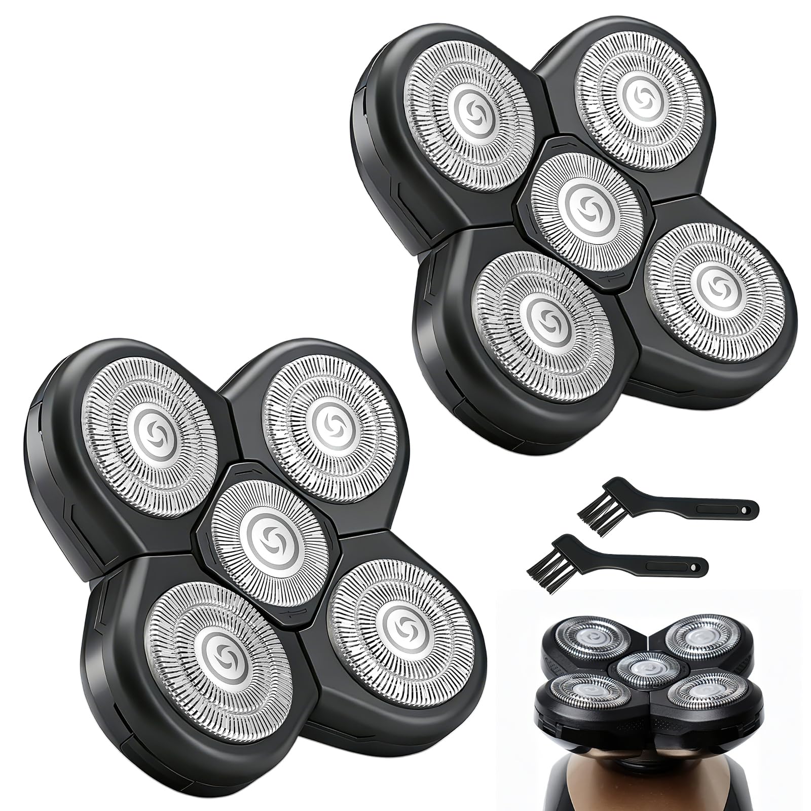 5 Head Shaver Replacement Blades Compatible with Freedom Head Shaver Kit - Electric Razor Heads for Bald Men, Head & Face Shaving