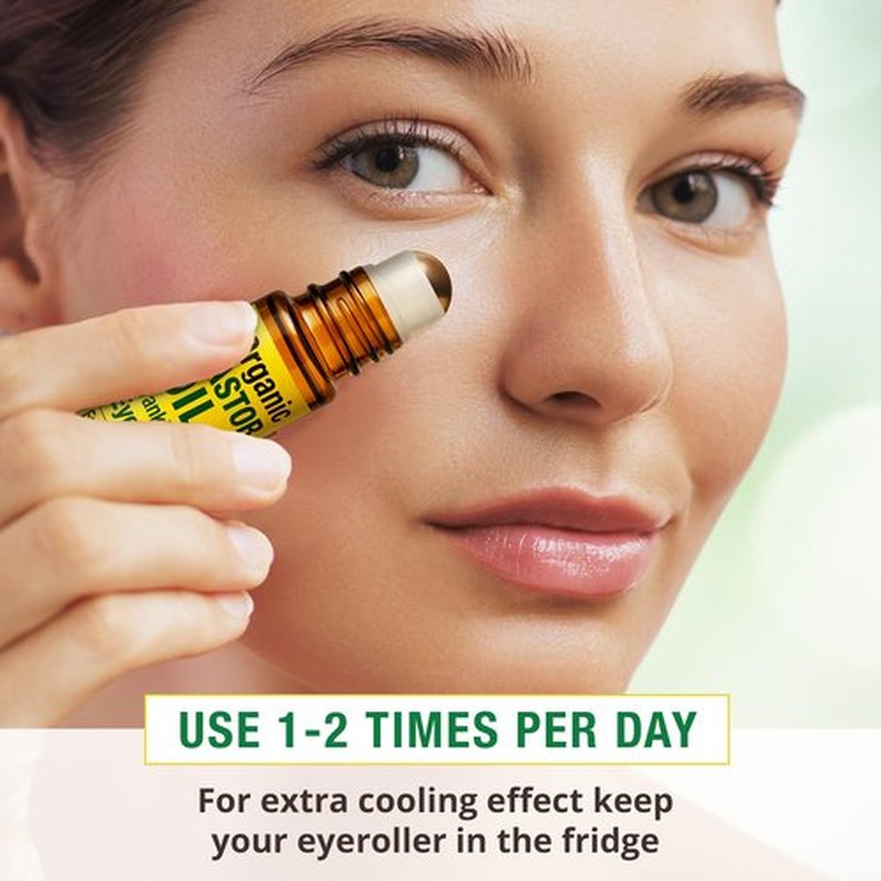 Seven Minerals Organic Castor Oil Roll On Eye Roller for Under Eye Bags, Dark Circles & Wrinkles - Organic Blend of Castor Oil And Frankincense - Brightens, and Revitalizes Skin & Face - 0.33 fl oz