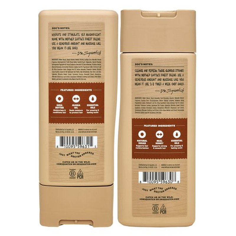 Dr. Squatch Natural Men's Shampoo and Conditioner Set - Healthy, Full Looking Hair - Wood Barrel Bourbon Natural Shampoo and Conditioner for Men (11 fl oz, 2-Pack)