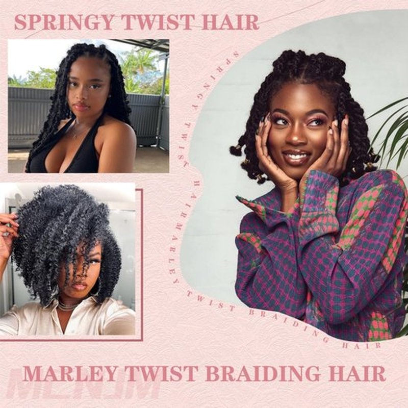 8 Packs Springy Afro Twist Hair Pre-Separated 16 inch Afro Twist Hair Marley Twist Braiding Hair Soft Locs Crochet Twist Hair Extensions For Women (1B#, 16 inch (Pack of 8))