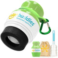 Solar Buddies Grab & Go Travel Bundle, Carabina Clip & Cleaning Brush - Single Full Green - Refillable Roll on Sponge Sunscreen, Suncream & Lotion Applicator For Kids, Adults & Families - Holds 100ml