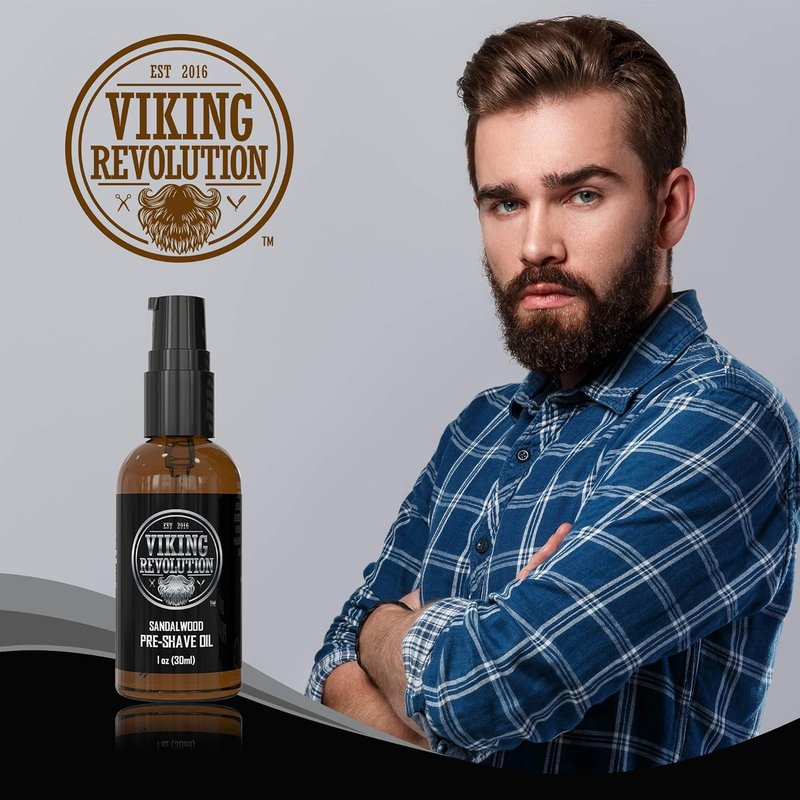 Viking Revolution Pre-Shave Oil for Men - Smooth & Irritation-Free Shave, 1 Fl Oz | Pack of 2