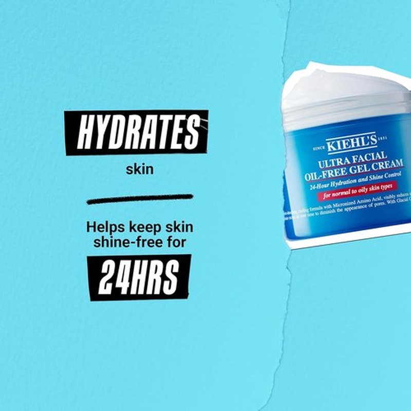 Kiehl's Ultra Facial Oil-Free Moisturizer - Shine-Reducing Gel Cream for Oily Skin, 24-Hour Hydration