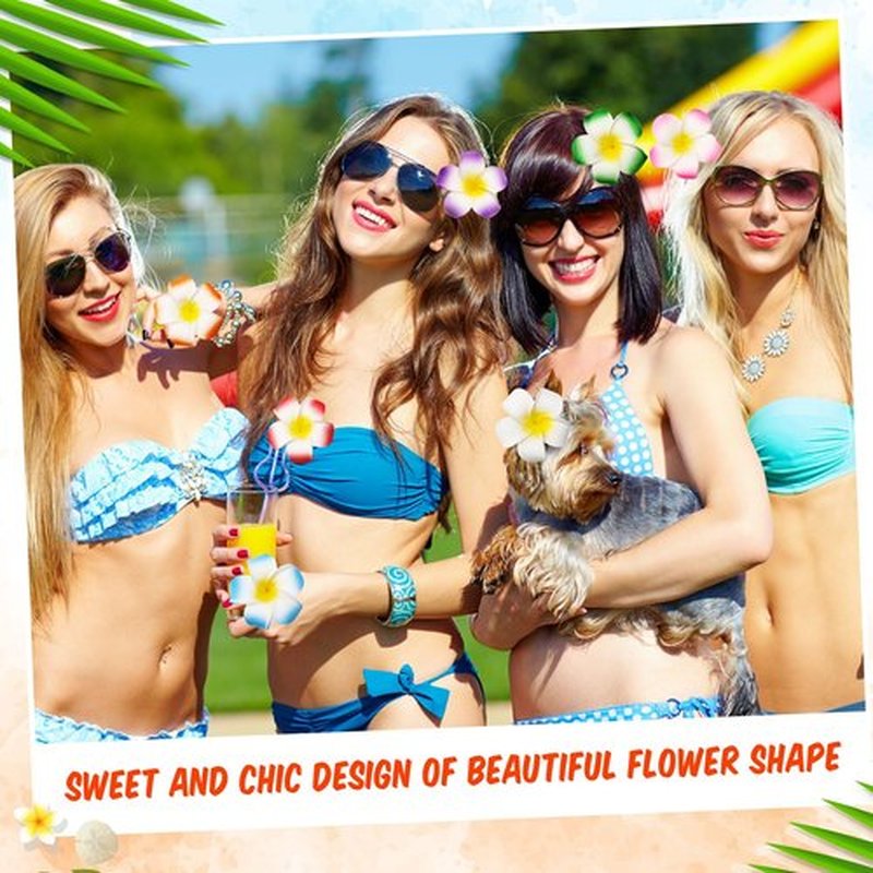 Geosar 100 Pcs Plumeria Hair Clip Hawaiian Foam Flower Hair Clips for Women Luau Beach Hawaii Tropical Bridal Wedding Party Decorations Accessories Vacation Supplies(2.8 Inch)