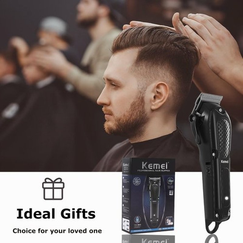 KEMEI Professional Hair Clippers for Men, Cordless & Corded Barber Hair Cutting Clipper, Rechargeable Beard Trimmer for Barbers/Home Use