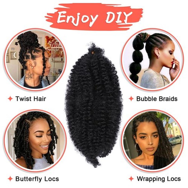 Marley Hair 10 Inch Black 7 Packs Pre Separated Springy Afro Twist Hair Marley Twist Braiding Hair for Faux Locs Crochet Hair Pre Fluffed Spring Twist Hair Extensions (10",1B)