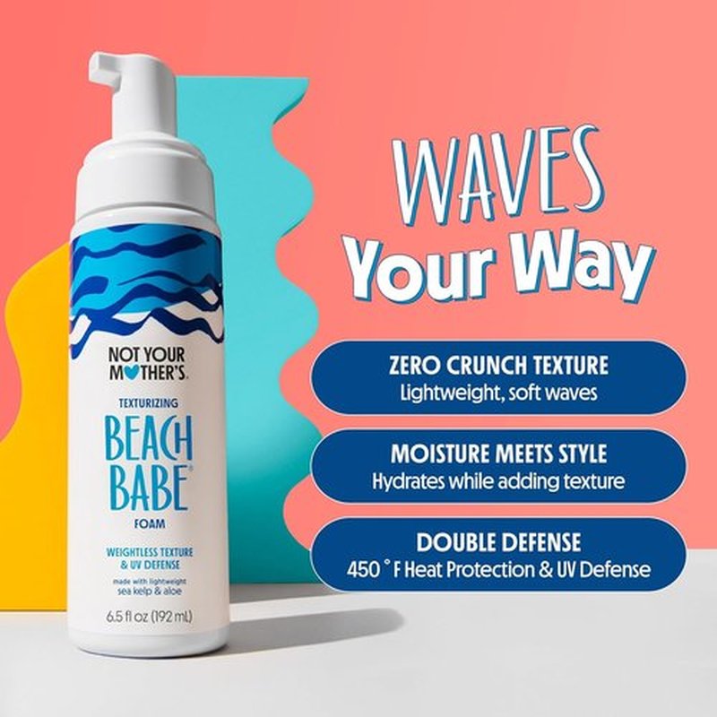 Not Your Mother's Beach Babe Texturizing Foam - 6.5 fl oz Each | Crunch-Free Waves & UV Defense