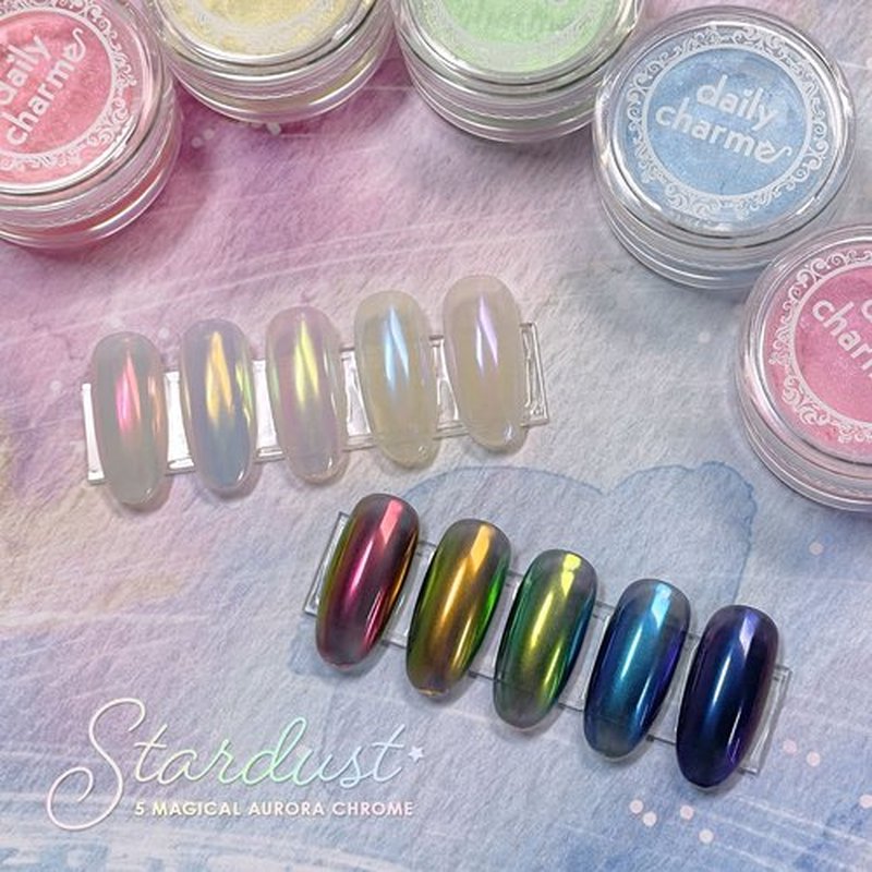 Daily Charme Stardust Chrome Powder (Ruby) 1g, Iridescent Holographic Effect Vibrant Chrome Pigment for Nails, Home DIY/Nail Salon Manicure