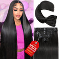 CWRDK Clip in Hair Extensions Real Human Hair, 20inch 110g/3.8oz, Invisible Remy Human Hair Extension Clip ins for Women, Seamless Straight 8pcs Double Weft, #1B Natural Black