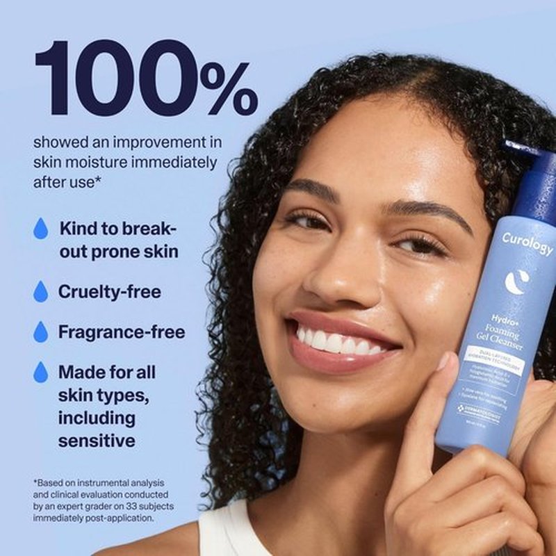 Curology Hydro+ Foaming Gel Cleanser - Gentle Hydrating Face Wash for Sensitive Skin | 5 fl oz