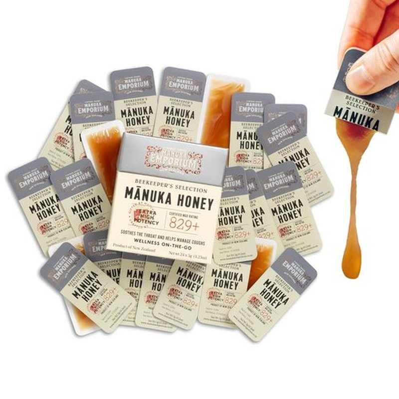 Manuka Emporium Raw Manuka Honey Packets MGO 829+ - 24 x 0.18oz | Premium Monofloral New Zealand Honey for Vitality & Immune Support