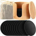 Foaincore Reusable Makeup Remover Pads - 40 Soft Bamboo Cotton Rounds with Storage Bag | Black