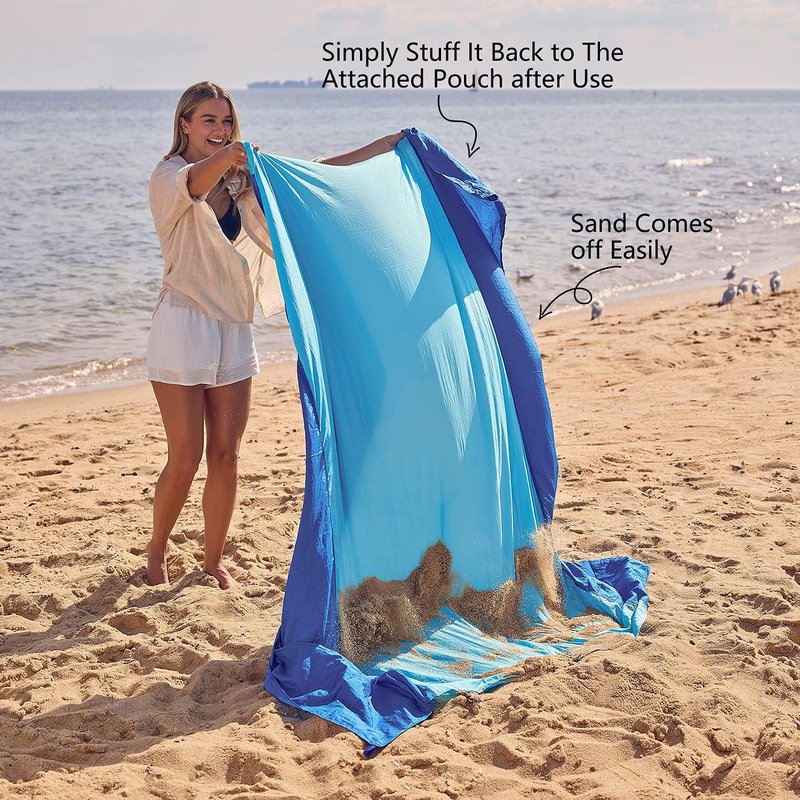 WEKAPO Beach Blanket - Sandproof Waterproof Extra Large Mat | Quick Drying & Compact for Vacation, Picnic, Camping