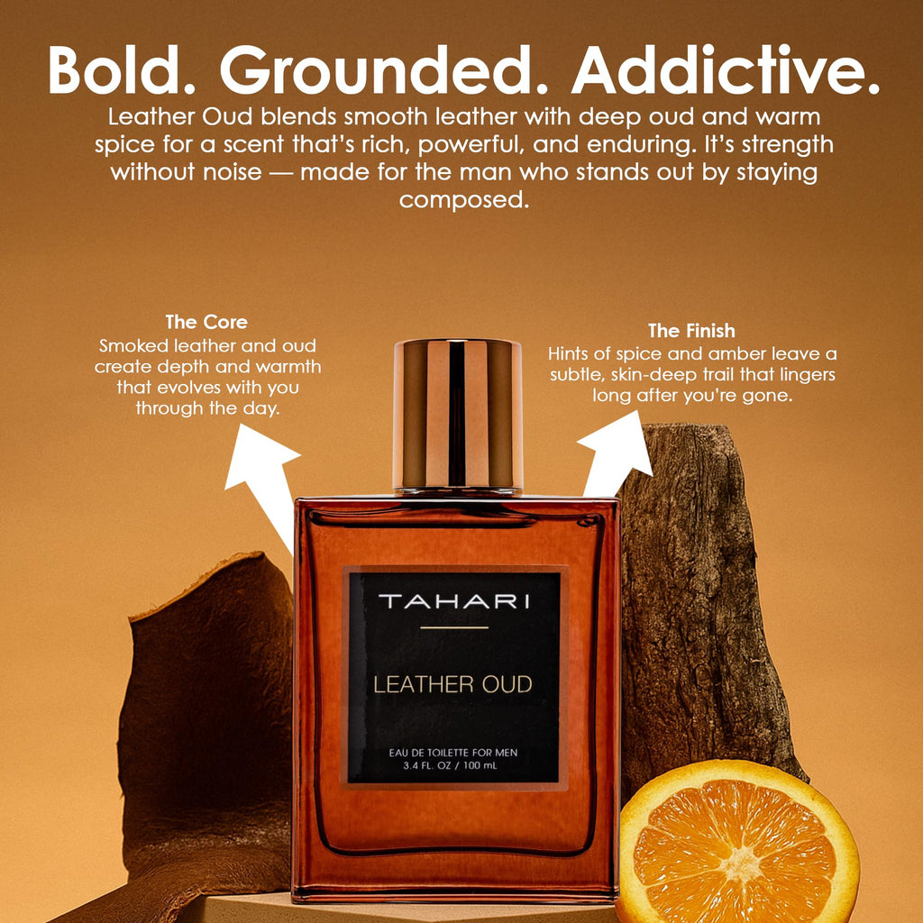 TAHARI Leather Oud Eau de Toilette for Men Bergamot Leather & Amber 100 ml
