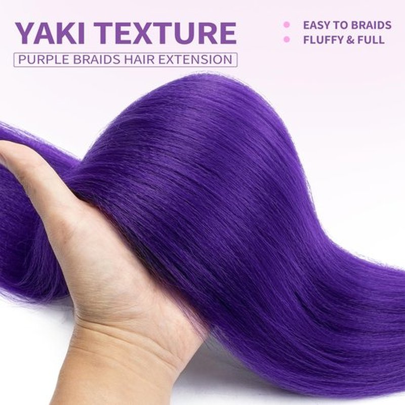 Purple Braiding Hair 26 Inch 4 Packs Pre Stretched Braiding Hair Extension For Braids Hot Water Setting Yaki Synthetic Crochet Braiding Hair