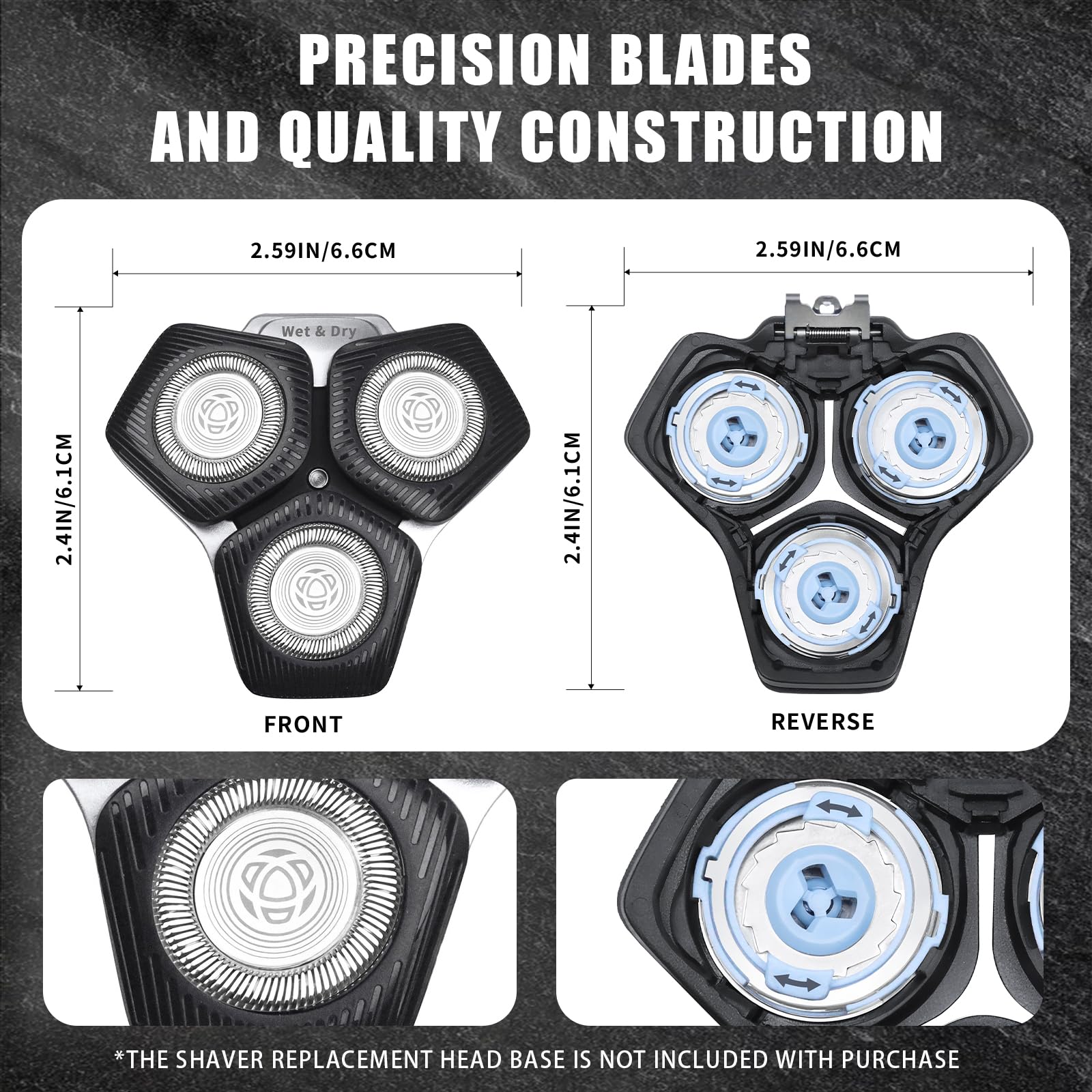 SH71/50 Shaving Heads Compatible with Philips Shavers, Black