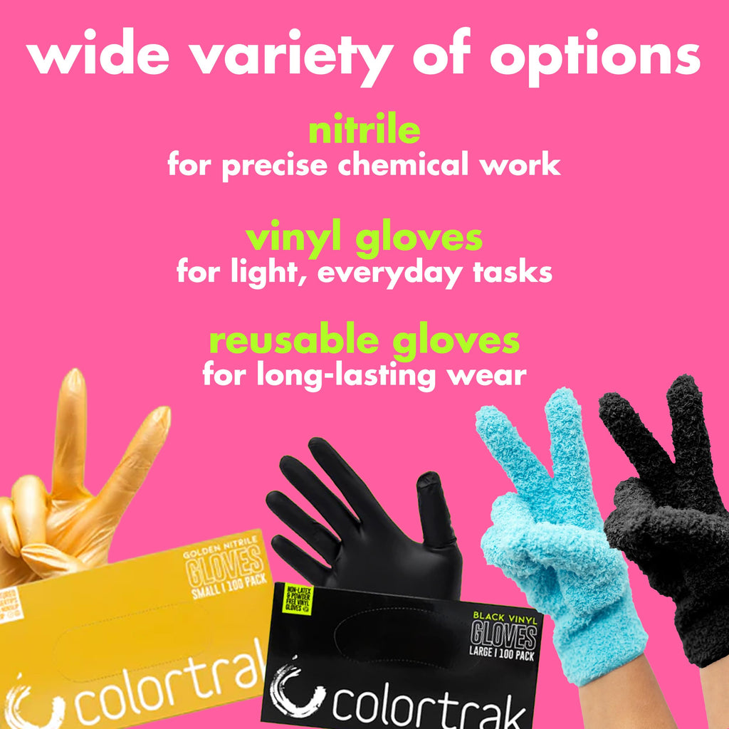 Colortrak Disposable Nitrile Gloves, Pink, Luminous Collection Lilac Frost Latex-Free, Powder-Free Hair Color Gloves for Chemical Processing & Salon Services, 100 Count, Small