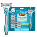 BIC EasyRinse Sensitive Anti-Clogging, Refillable Men's Razors With 4 Blades, 1 Handle and 9 Refill Razor Cartridges Razor Kit
