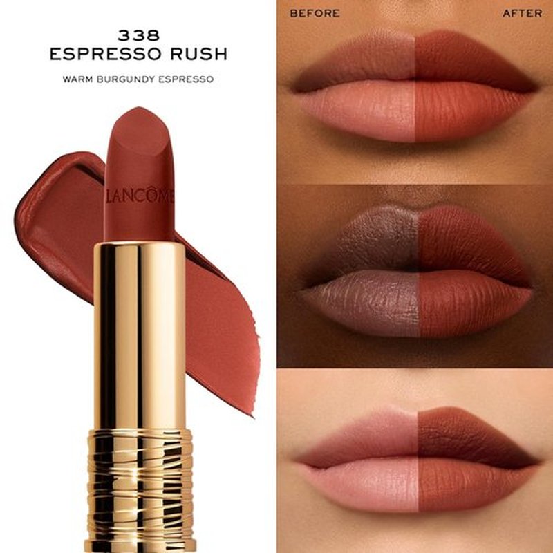 Lancôme L’Absolu Rouge Drama Matte Lipstick - Ultra Matte Finish, 8HR Full Coverage, Moisturizing Formula