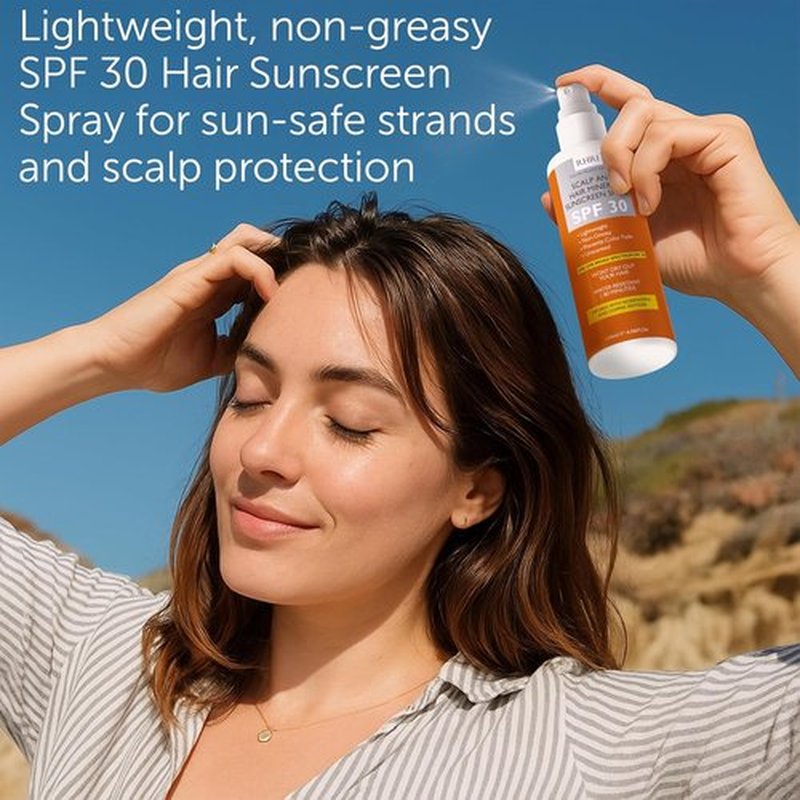 Premium SPF 30 Hair Sunscreen Spray - Non-Greasy UV Protection & Heat Defense | Prevents Color Fade & Dryness | 4 oz